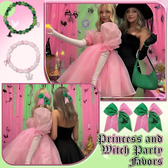 Wicked Friendship Hair Accessories Set Pink Green Clips Bracelets for Women - Picture 6 of 7